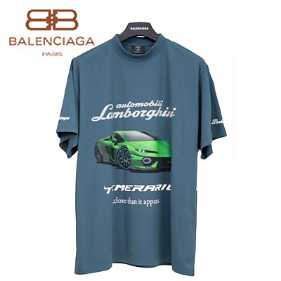 BALENCIAGA-831305 발렌시아가 블루 오토모빌리 람보르기니 티셔츠 남여공용