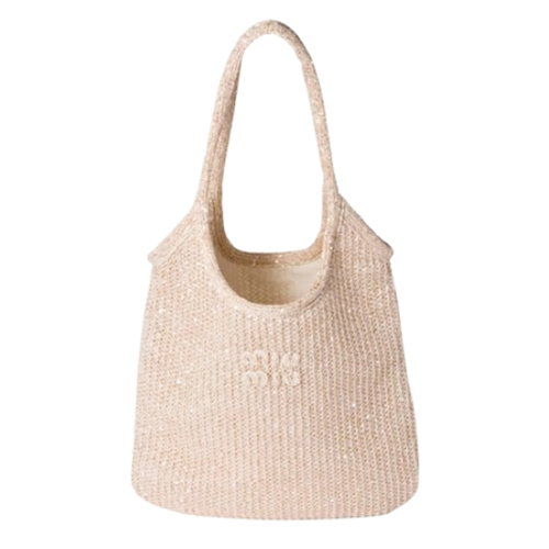 MIUMIU-5BG231 미우미우 파우더 핑크 아이비 스팽글 메쉬 백