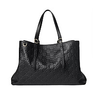 GUCCI-815213 9741 구찌 베이지/블랙 GG 엠블럼 미디엄 토트백