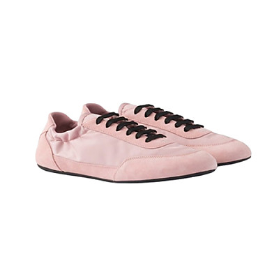 PRADA-1E959N 프라다 핑크 컬랩스 리나일론 스웨이드 스니커즈 여성용