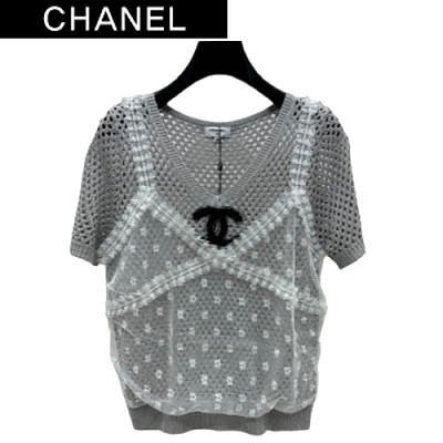 CHANEL-072611 샤넬 그레이 V넥 시스루 티셔츠 여성용