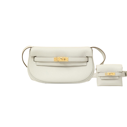 HERMES-KM17 에르메스 화이트 금장 SWIFT 가죽 켈리 무브