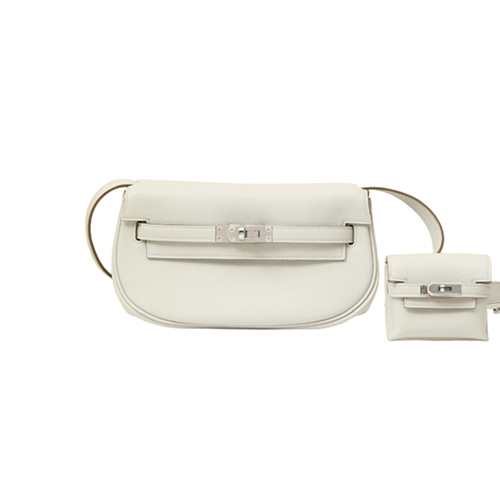 HERMES-KM17 에르메스 화이트 은장 SWIFT 가죽 켈리 무브