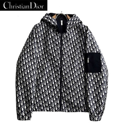 DIOR-08055 디올 블루 Dior Oblique 바람막이 후드 재킷 남여공용