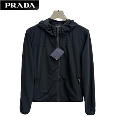 PRADA-08116 프라다 블랙 나일론 바람막이 후드 재킷 남성용
