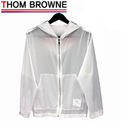 THOM BROWNE-081116 톰 브라운 화이트 나일론 바람막이 후드 재킷 남성용