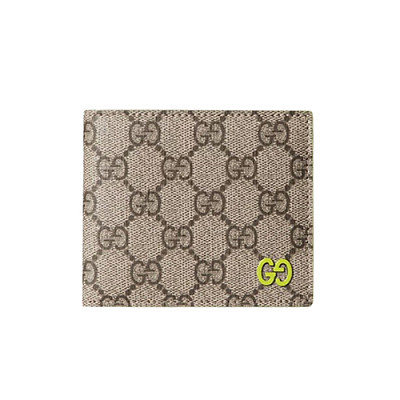 GUCCI-768243 9742 구찌 베이지/브라이트 그린 GG 바이폴드 지갑