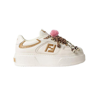 FENDI-8E8721 펜디 화이트 가죽 펜디 매치 로우탑 플랫폼 참 슈즈 여성용