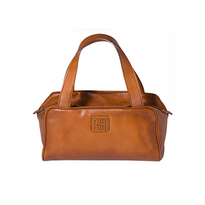 MIUMIU-5BB182 미우미우 코냑 가죽 탑 핸들 백