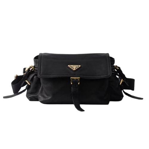 PRADA-1BD394 프라다 블랙 익스플로어 미디엄 나파 가죽 숄더백