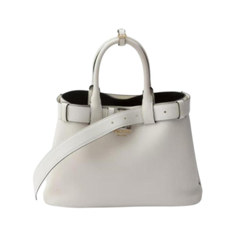 PRADA-1BA434 프라다 화이트 버클 미디엄 가죽 핸드백