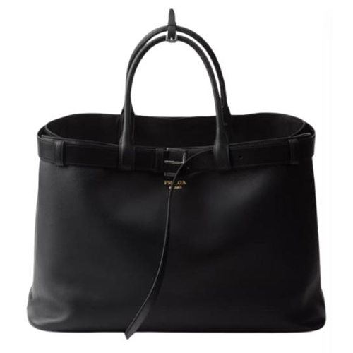 PRADA-2VG126 프라다 블랙 송아지 가죽 벨트 버클 백