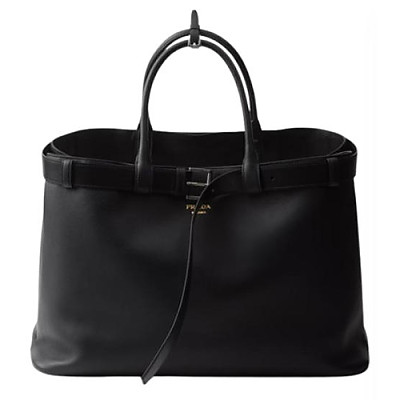 PRADA-2VG126 프라다 블랙 송아지 가죽 벨트 버클 백