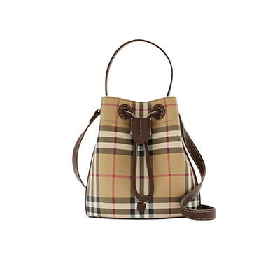 BURBERRY-81004881 버버리 베이지/밀리터리 미니 체크 버킷 백