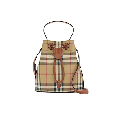 BURBERRY-81004861 버버리 베이지/브라운 미니 체크 버킷 백