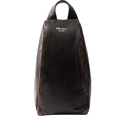 [스페셜오더]PRADA-2VZ114 프라다 빈티지 이펙트 나파 가죽 원숄더 백팩/힙색 다크브라운