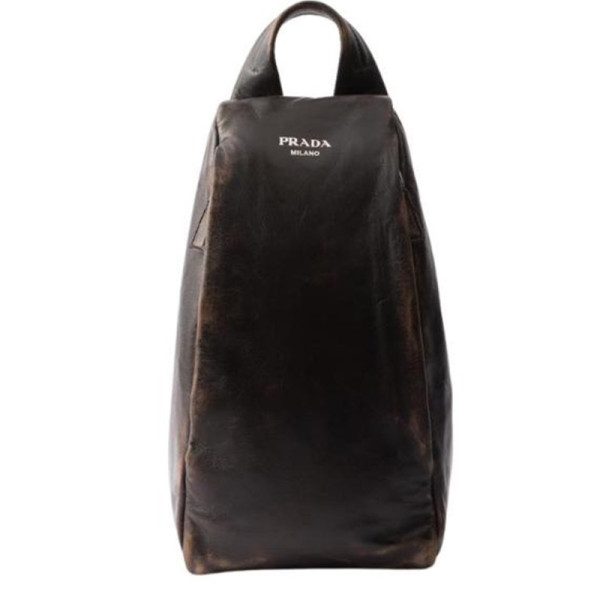 [스페셜오더]PRADA-2VZ114 프라다 빈티지 이펙트 나파 가죽 원숄더 백팩/힙색 다크브라운