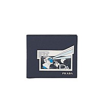 [스페셜오더]PRADA-2MO513 프라다 블랙 사피아노가죽 인타르시아 블루/레드 장식 반지갑