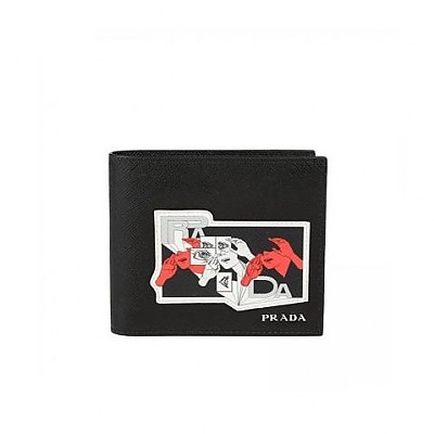 PRADA-2MO513 프라다 블랙 송아지 가죽 지갑