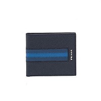 [스페셜오더]PRADA-2MO513 프라다 블랙 사피아노가죽 인타르시아 블루/레드 장식 반지갑