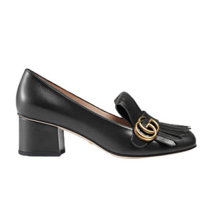 GUCCI-408208 1000 구찌 블랙 스웨이드 미드힐 펌프스 여성용