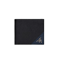 [스페셜오더]PRADA-2MO513 프라다 블랙 사피아노가죽 인타르시아 블루/레드 장식 반지갑